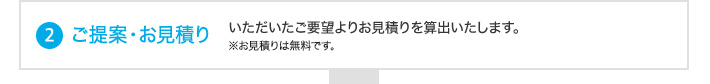 ご提案・お見積り（いただいたご要望よりお見積りを算出いたします）※お見積りは無料です。