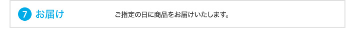 お届け（ご指定の日に商品ををお届けいたします。）