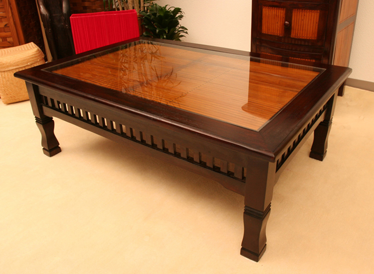 チーク無垢材とバンブーのとってもお洒落なローテーブル。 /アジアン家具・バリ家具