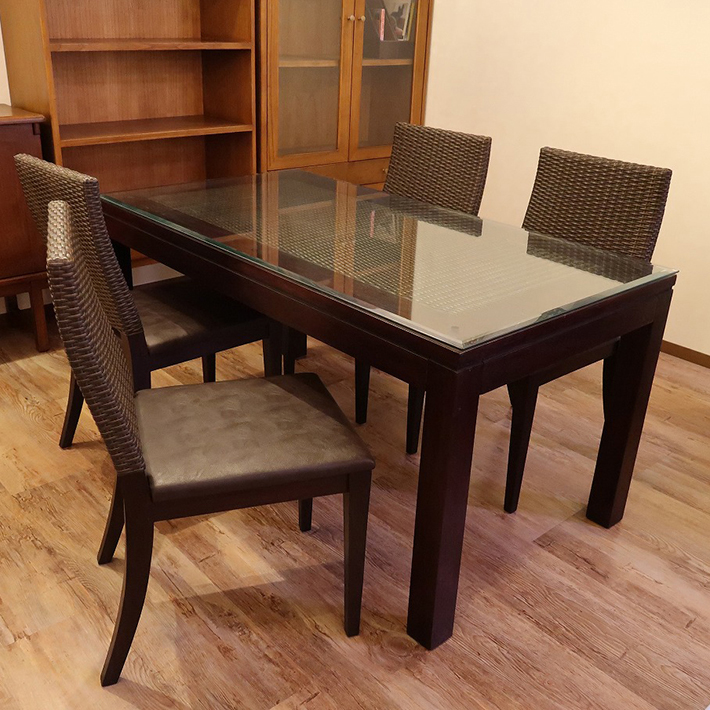 ダイニングテーブル（幅150cm)＆椅子4脚の5点セット /アジアン家具 