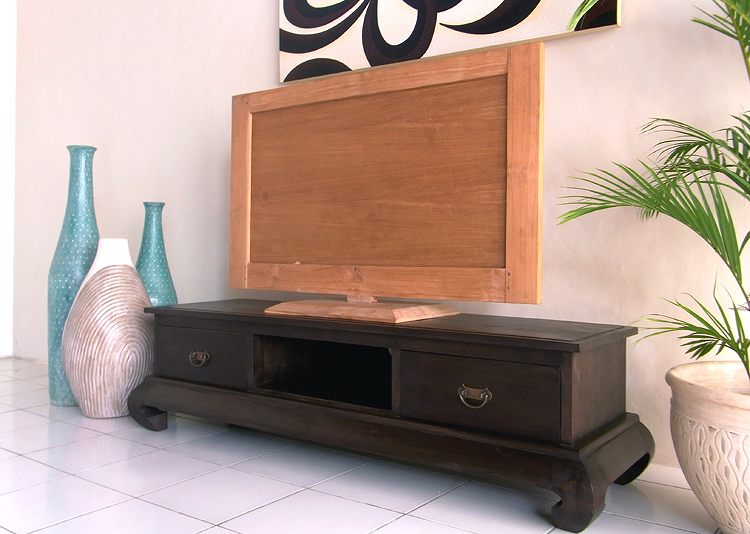 B 新品 アジアン テレビボード TVボード テレビ台 ラック 棚 木製 バリ