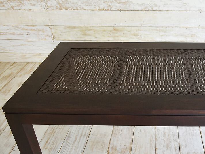 チークとラタンのダイニングテーブル　[Alam Sari]【AS-290W150 SBR】