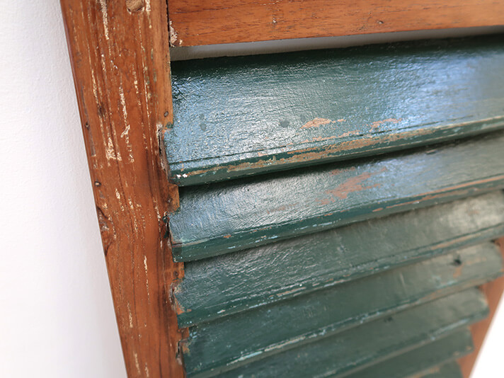 【k021】天然木緑色アンティーク窓