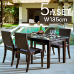 ダイニングテーブル（幅135cm）＆椅子4脚の5点セット [Alam Sari アラムサリ] 【AS-258_W135-SET5-A】