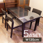 シンプルダイニングテーブル（幅135cm）＆椅子4脚の5点セット [Alam Sari アラムサリ] 【AS-258_W135-SET5-B】