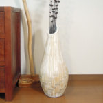 テラコッタ製フラワーポット 花瓶 (バンブーモザイク / くびれ型)【53435】