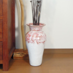 テラコッタ製フラワーポット 花瓶 / ホワイトピンク【53825】