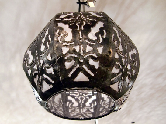 アンティークランプガラスシェードスタンド アイアン製ペンダントライト / カービングランプシェード【47104