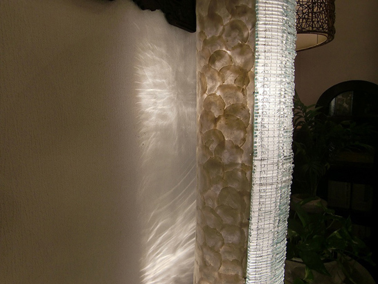 シェル＆ガラススタンドライト / 2灯式【47886】 /アジアン雑貨・バリ雑貨