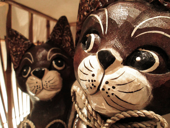 バリ雑貨アジアンバリ雑貨BIGサイズ(天地60cm)ペアキャット2体バリ猫ネコねこCAT